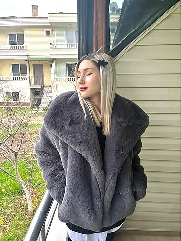 m Beden gri Renk Zara muadil peluş kürk