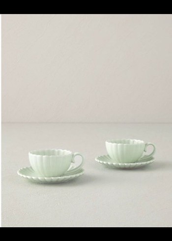 Pastel Beyaz Seramik Fincan ve Tabak Seti
