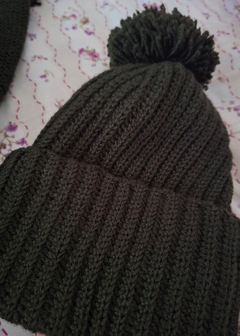 Haki Örgü Atkı Bere Takım - Görsel 3