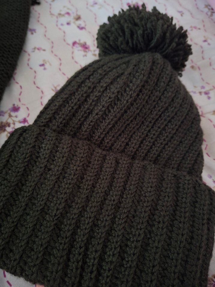 Haki Örgü Atkı Bere Takım - Görsel 3