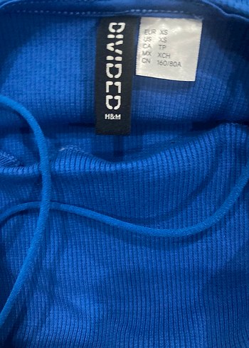 H&M Mavi Süet Midi Fitilli Kadın Elbise