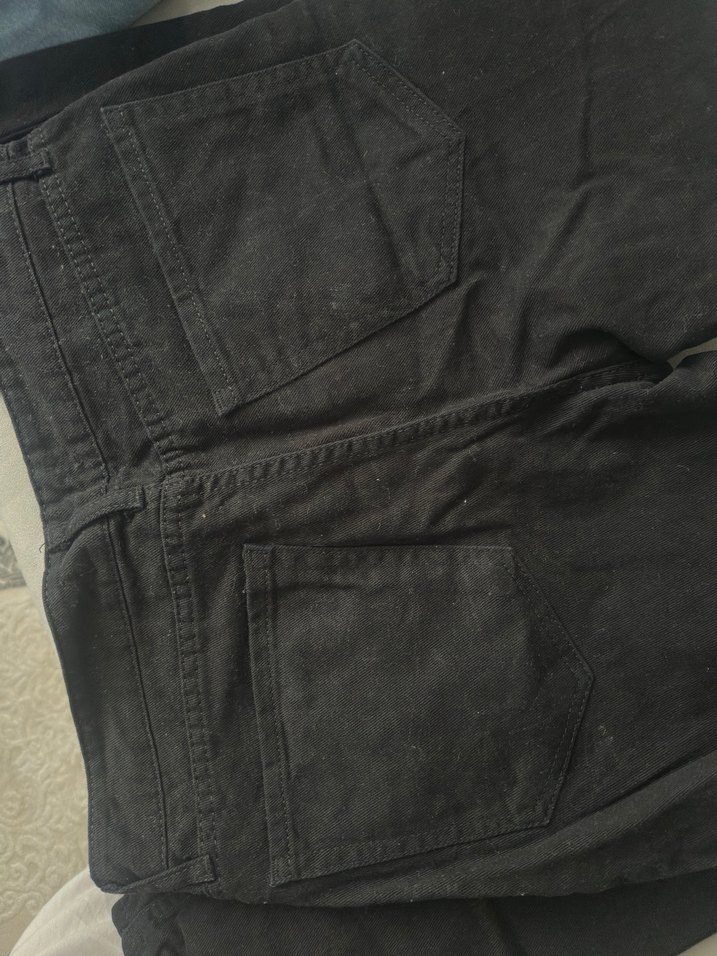 Düğmeli Siyah erkek Kot Pantolon - Görsel 2