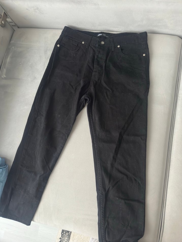 Düz Siyah erkek Denim Pantolon - Görsel 4