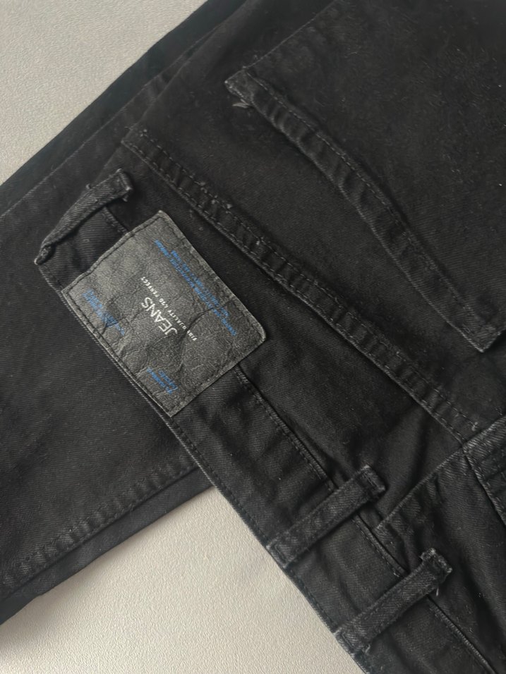 Düz Siyah erkek Denim Pantolon - Görsel 3