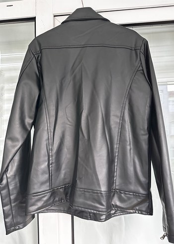 TUC Siyah Deri Biker Ceket - Görsel 6