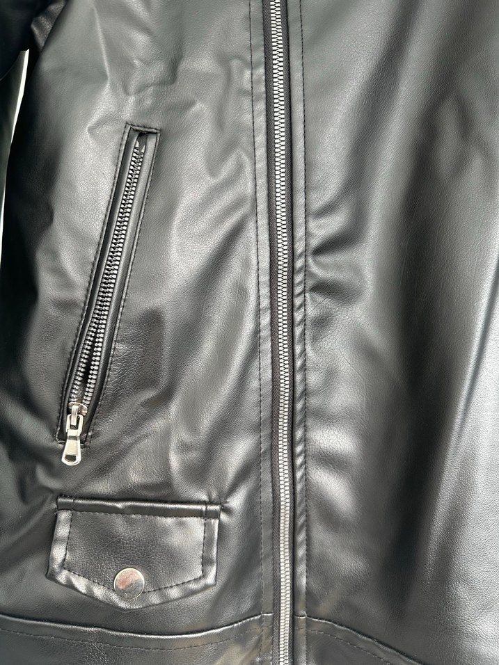 TUC Siyah Deri Biker Ceket - Görsel 2