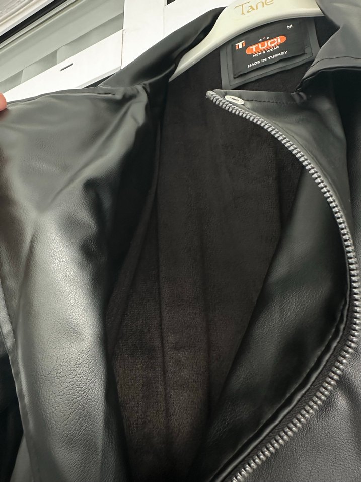 TUC Siyah Deri Biker Ceket - Görsel 5
