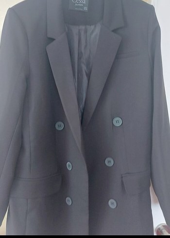 xl Beden yeşil Renk Düğmeli Yeşil Midi Kadın Blazer Ceket