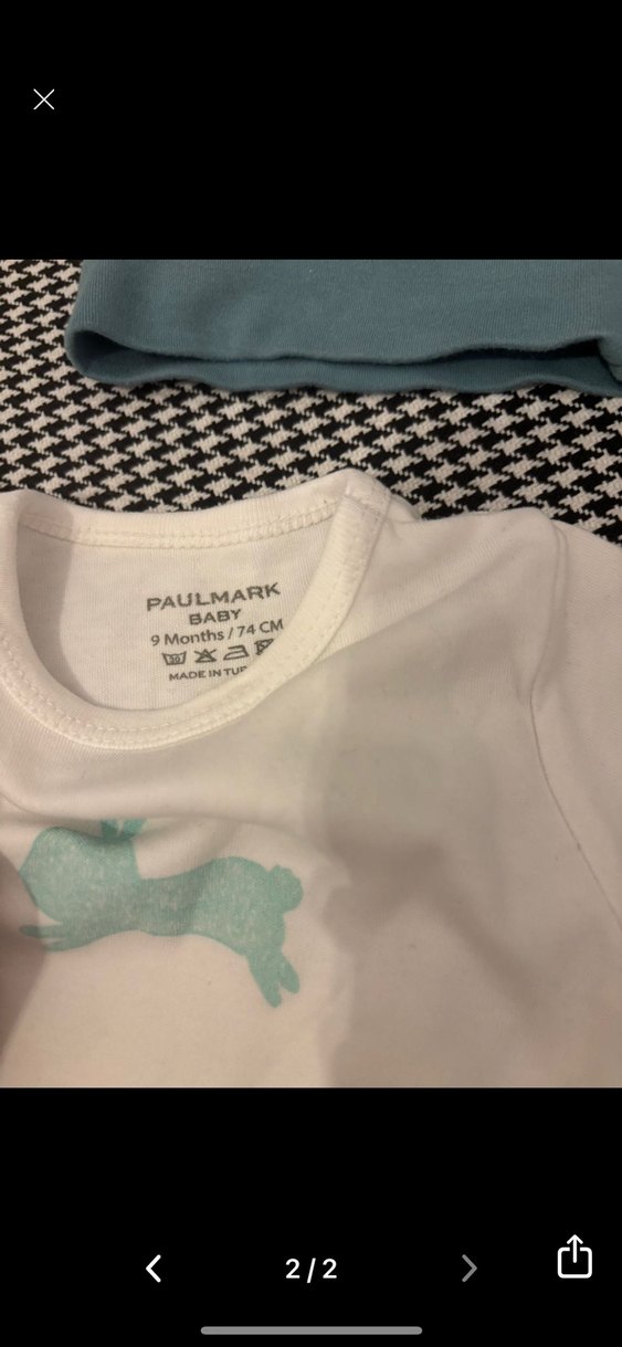 Beyaz Kısa Kollu Bebek Body Tavşan Baskılı - Görsel 2