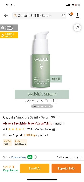  Beden Renk caudalie vinopure serum