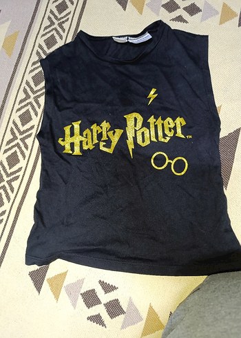 Kız Çocuk Siyah Harry Potter Baskılı Kolsuz Tişört - Görsel 2