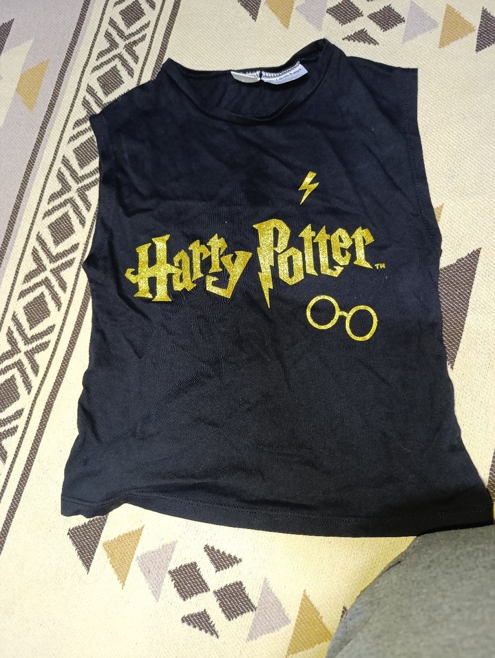 Kız Çocuk Siyah Harry Potter Baskılı Kolsuz Tişört - Görsel 2