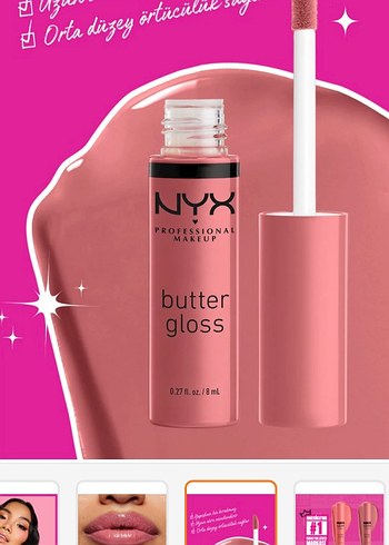 NYX Butter Gloss 07 Tiramisu Pastel Pembe - Görsel 2