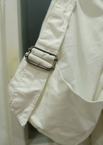 Beyaz Kemerli Kısa Kollu Kadın mont - Görsel 5
