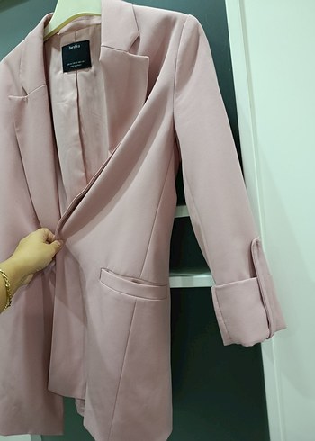 Pembe Midi Kadın Blazer Ceket - Görsel 2