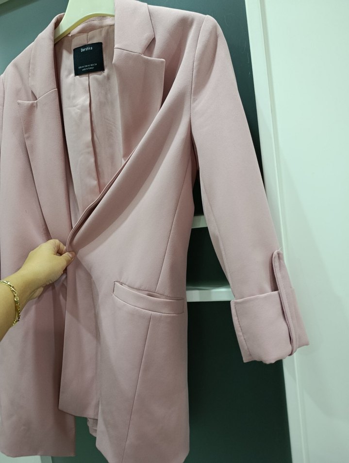 Pembe Midi Kadın Blazer Ceket - Görsel 2