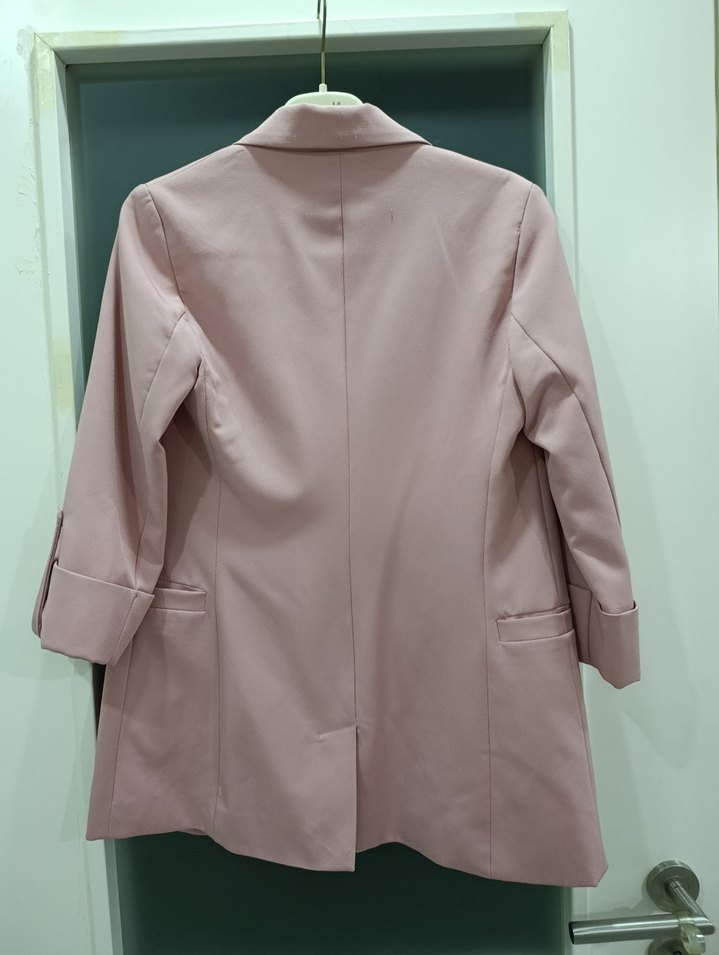 Pembe Midi Kadın Blazer Ceket - Görsel 3