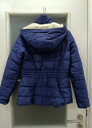 Mavi Kadın Midi Kışlık Mont Kürklü - Görsel 2