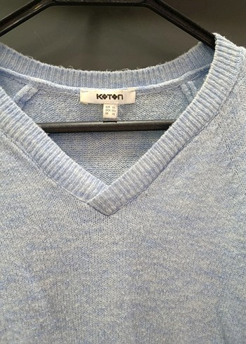 V Yaka Mavi Triko Kadın Kazak - Görsel 2