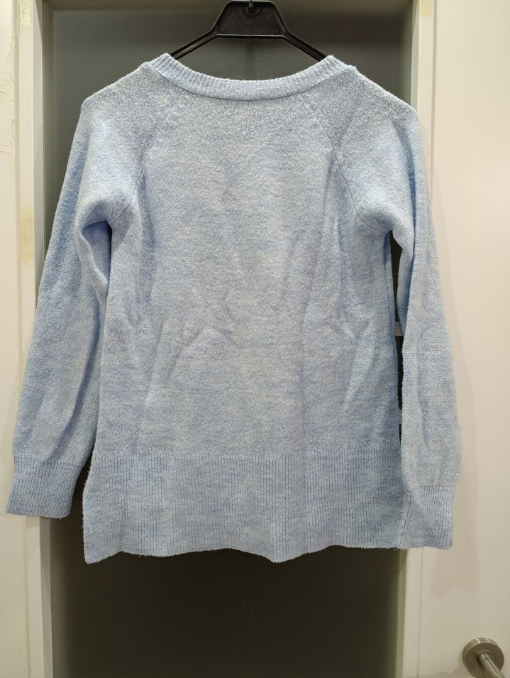 V Yaka Mavi Triko Kadın Kazak - Görsel 3