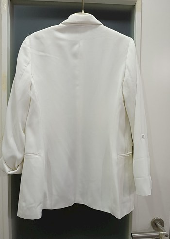 Düğmesiz Beyaz  Kadın Blazer Ceket - Görsel 3