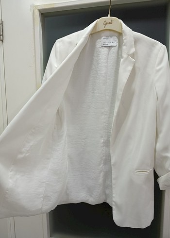 Düğmesiz Beyaz  Kadın Blazer Ceket - Görsel 2