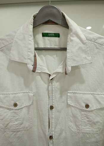 Erkek Beyaz Keten Kısa Kollu Gömlek - Görsel 4