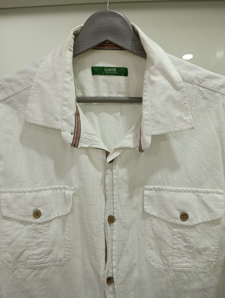 Erkek Beyaz Keten Kısa Kollu Gömlek - Görsel 4