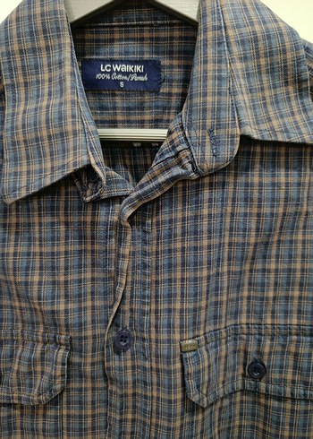 Düğmeli Kahverengi Ekoseli Erkek Gömlek - Görsel 2