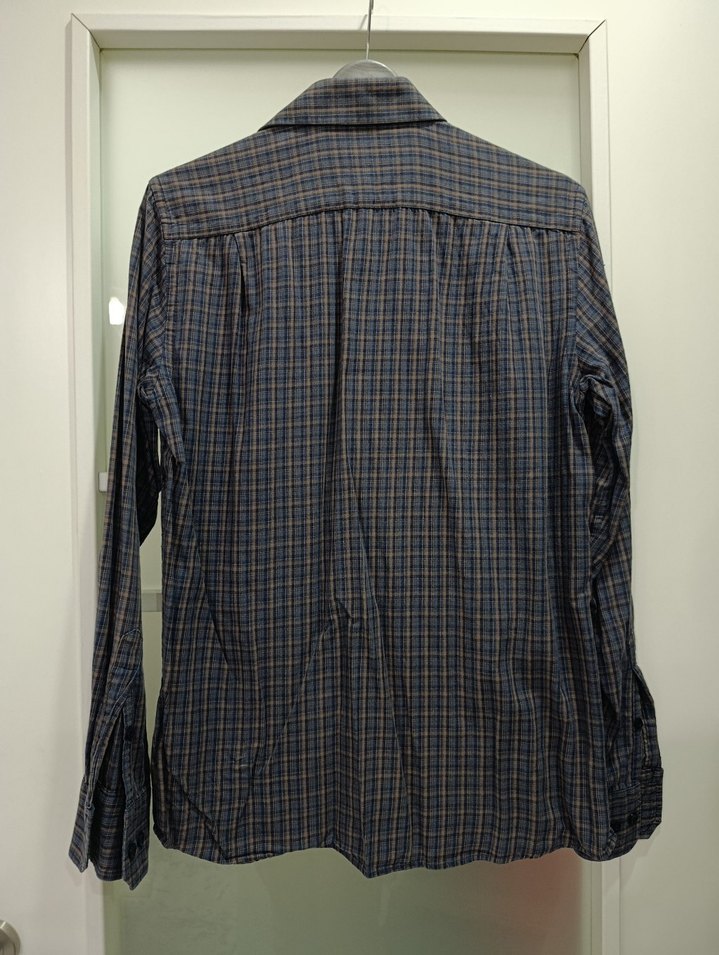 Düğmeli Kahverengi Ekoseli Erkek Gömlek - Görsel 5