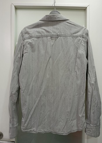 Gri Uzun Kollu Keten Erkek Gömlek - Görsel 4