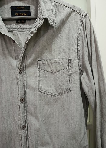 Gri Uzun Kollu Keten Erkek Gömlek - Görsel 3