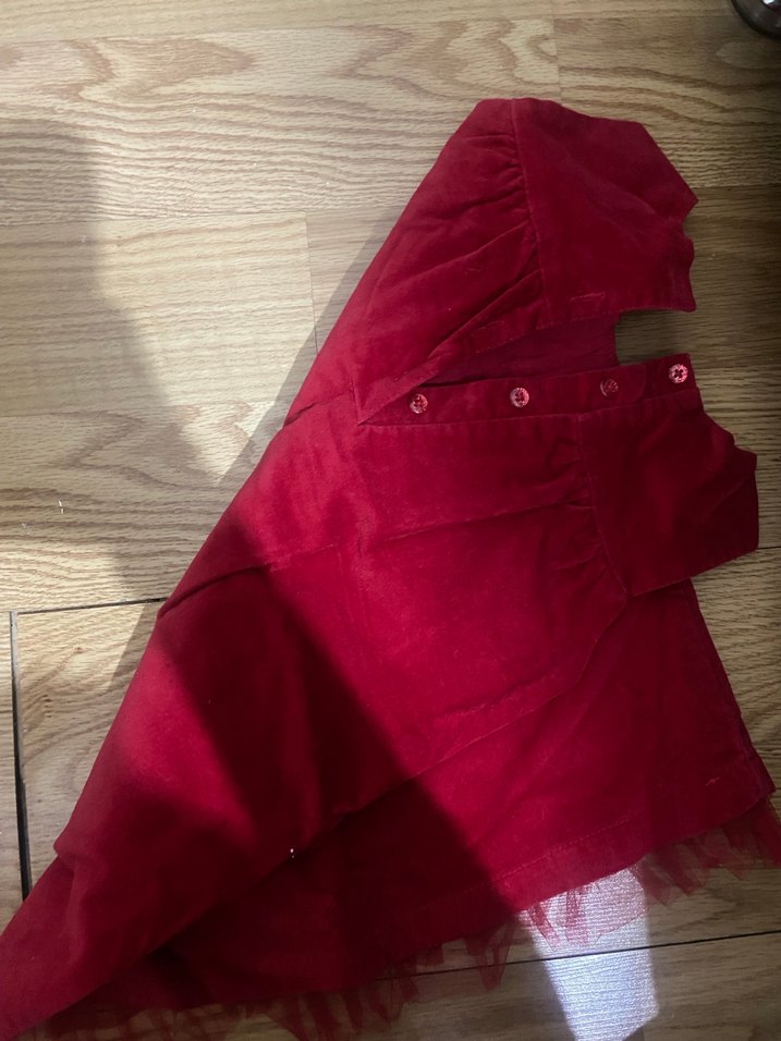 Kız Çocuk Kırmızı Fırfırlı Kolsuz Elbise - Görsel 4