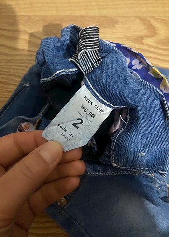 Kız Çocuk Renkli Payetli Mavi Denim Pantolon - Görsel 2