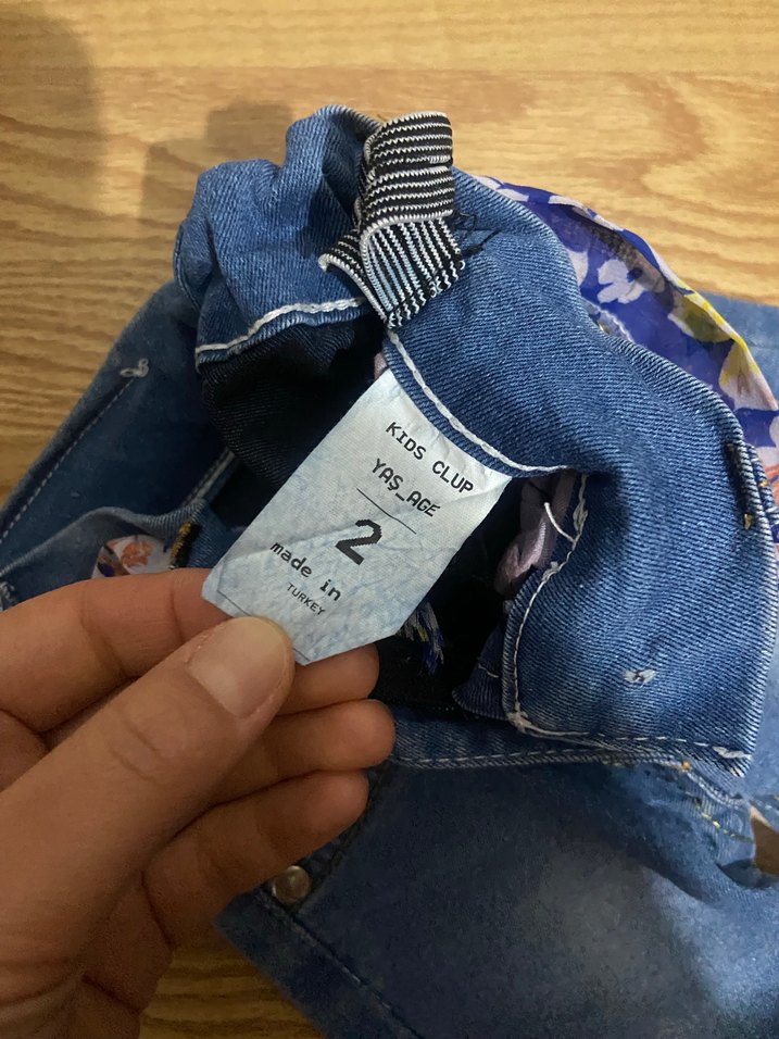 Kız Çocuk Renkli Payetli Mavi Denim Pantolon - Görsel 2
