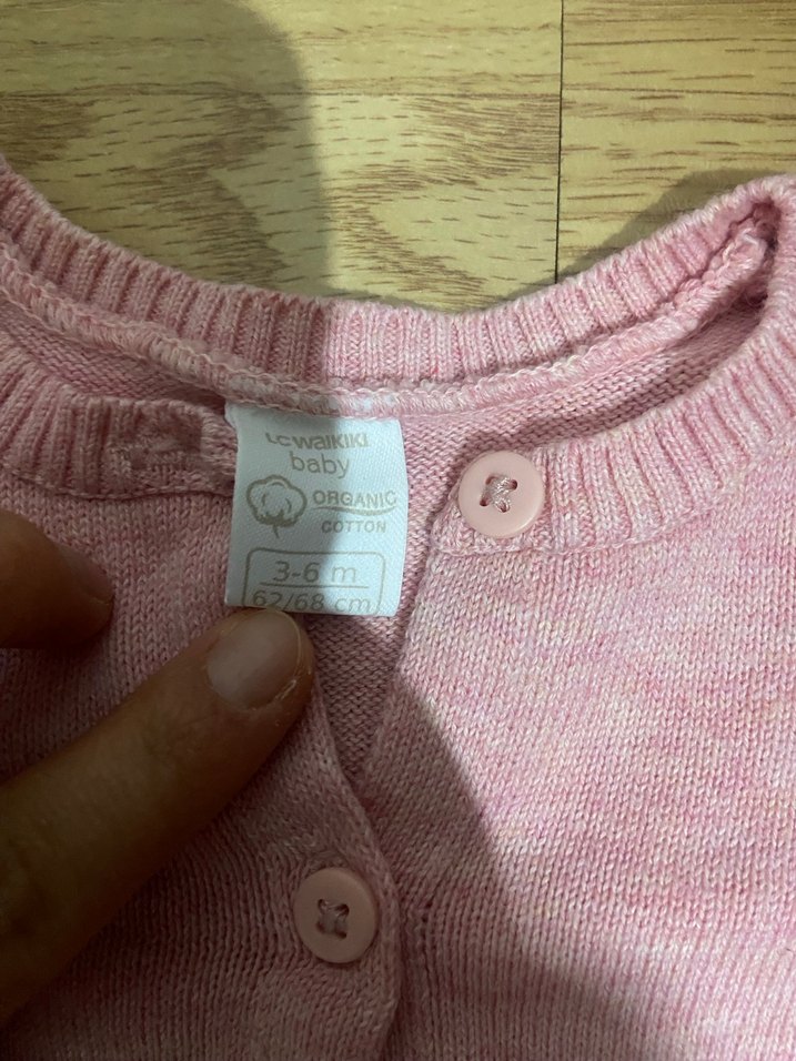 Kız Çocuk Pembe Örgü Hırka - Görsel 2