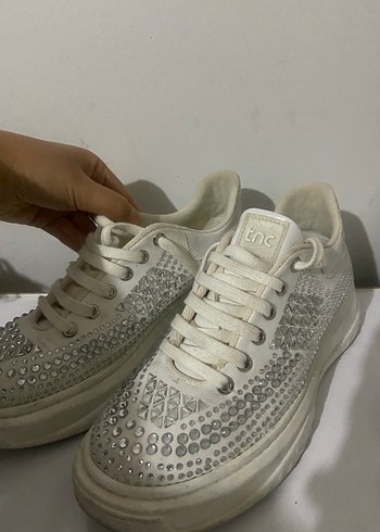 Beyaz Platform Topuklu Kadın Spor Ayakkabı - Görsel 5