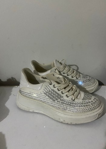 Beyaz Platform Topuklu Kadın Spor Ayakkabı - Görsel 4