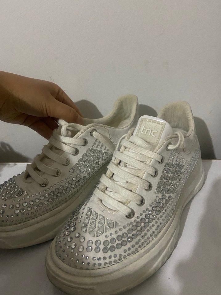 Beyaz Platform Topuklu Kadın Spor Ayakkabı - Görsel 5