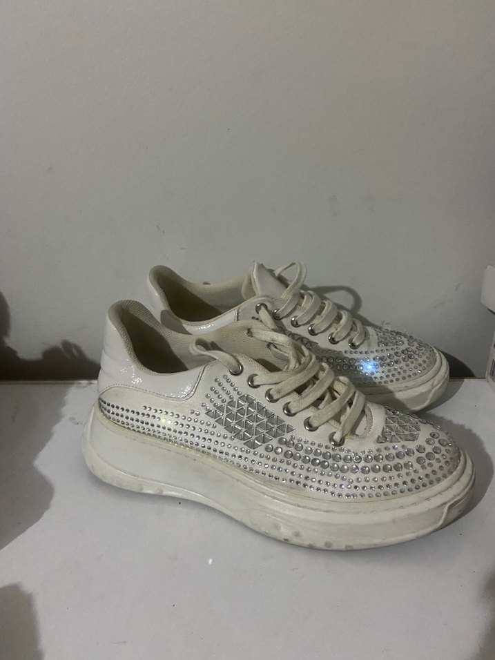 Beyaz Platform Topuklu Kadın Spor Ayakkabı - Görsel 4