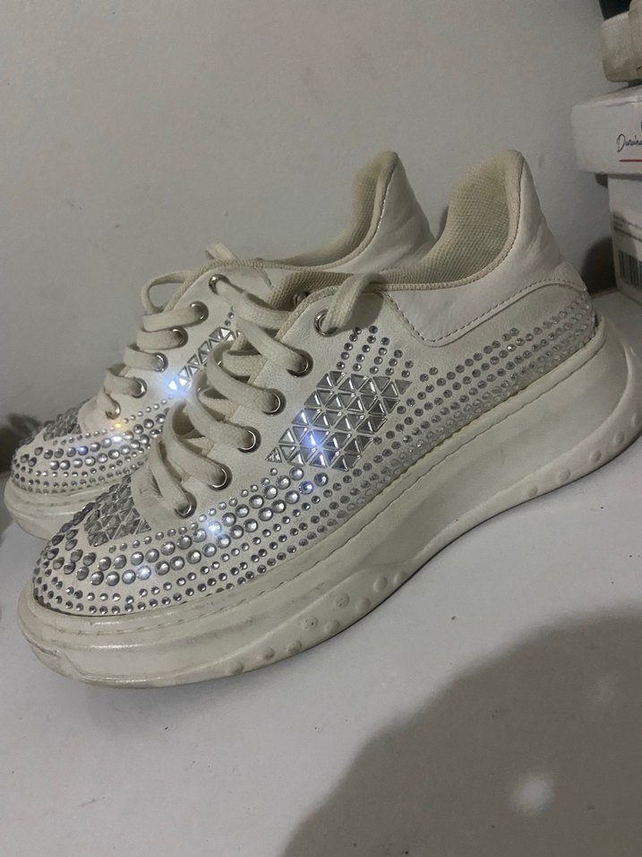 Beyaz Platform Topuklu Kadın Spor Ayakkabı - Görsel 3