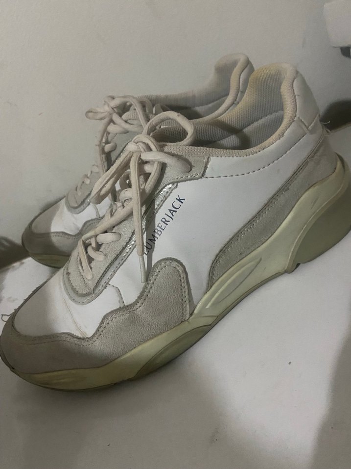 Gri Beyaz Bağcıklı Kadın Spor Ayakkabı - Görsel 2