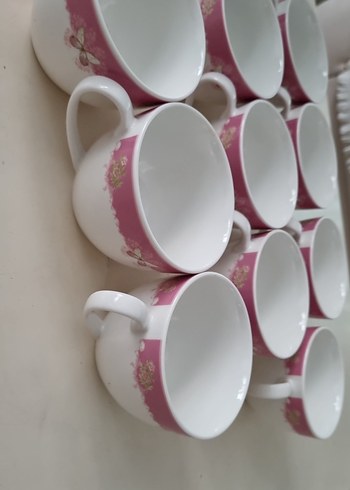 Beden pembe Renk Pembe Kelebek Desenli Porselen Fincan