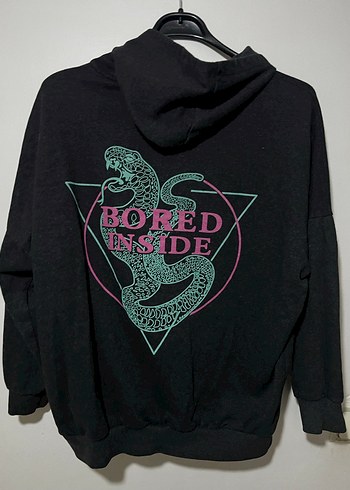 Kadın Siyah Kapüşonlu Street Wear Sweatshirt - Görsel 2