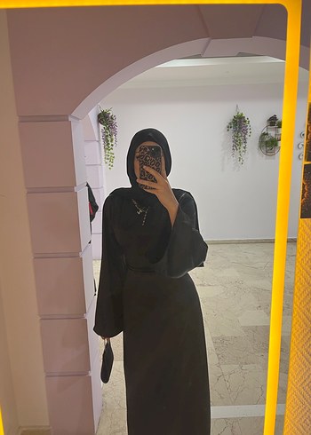 Siyah Uzun Kollu Saten Kadın Elbise - Görsel 2