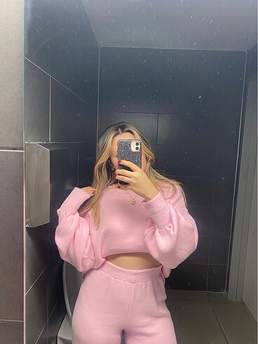 Pembe ikili triko takım