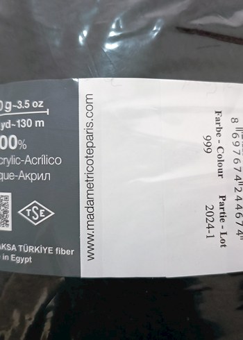  ATLAS Siyah Örgü İplik Seti