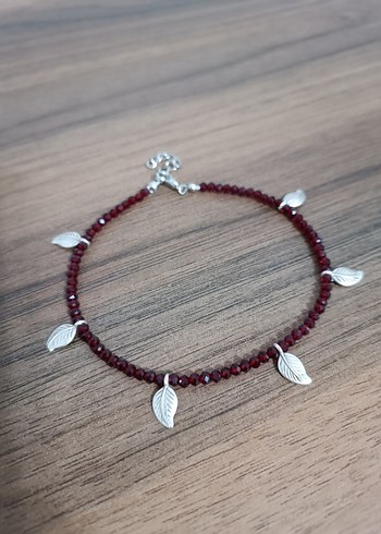 Kırmızı Kristal Boncuklu Bohem Halhal - Görsel 2