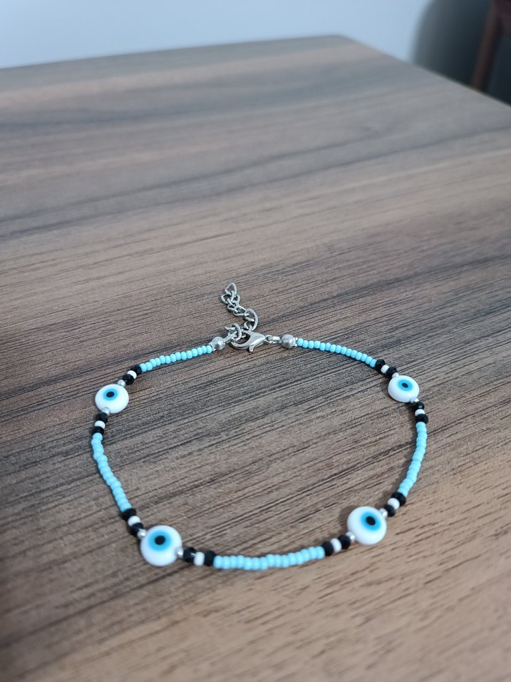 Boncuklu Turkuaz Kadın Halhal - Görsel 2