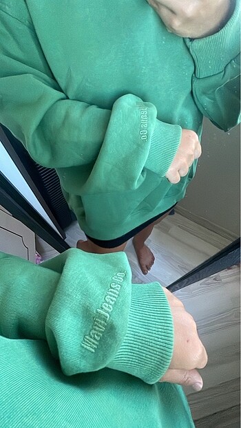 m Beden yeşil Renk Mavi sweatshirt